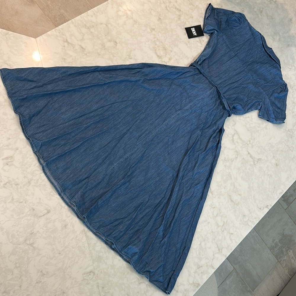 NWT DKNY Women's Ruched-Sleeve Belted Shirtdress - Picture 15 of 15